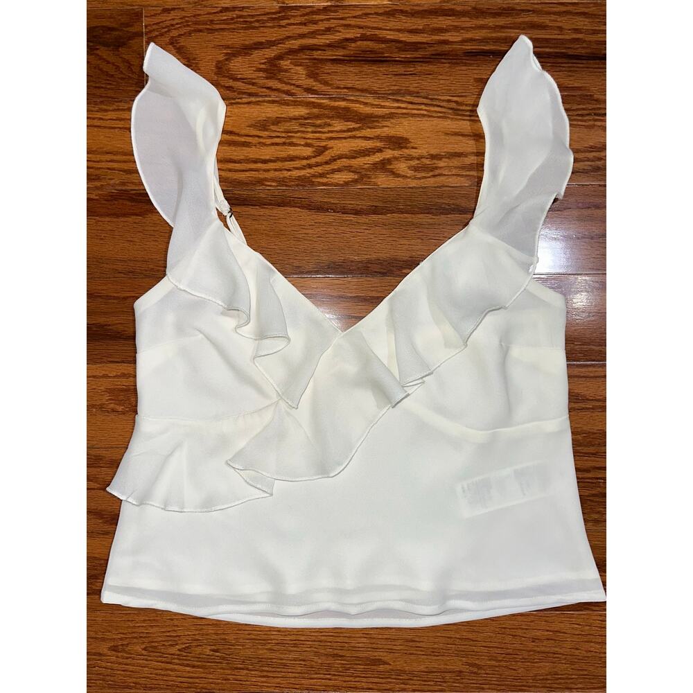 Abercrombie & Fitch White Romantic Ruffle V-Neck Sleeveless Camisole Tank Top XS - Picture 3 of 12
